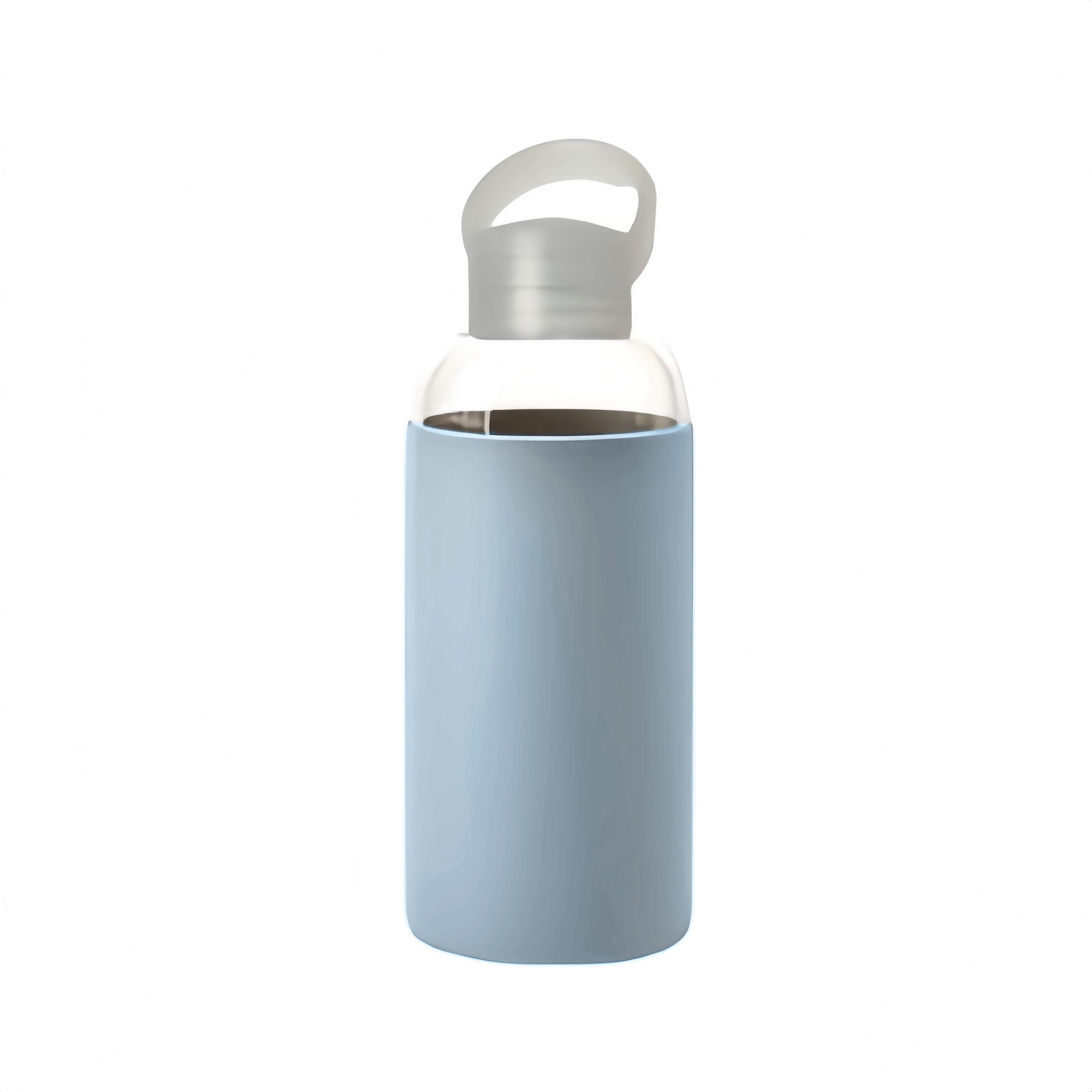 Blue silicone sleeve glass water bottle